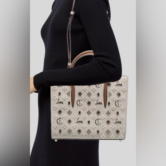 Christian Louboutin ivory studded Paloma tote Embellished bag - Picture 6 of 17